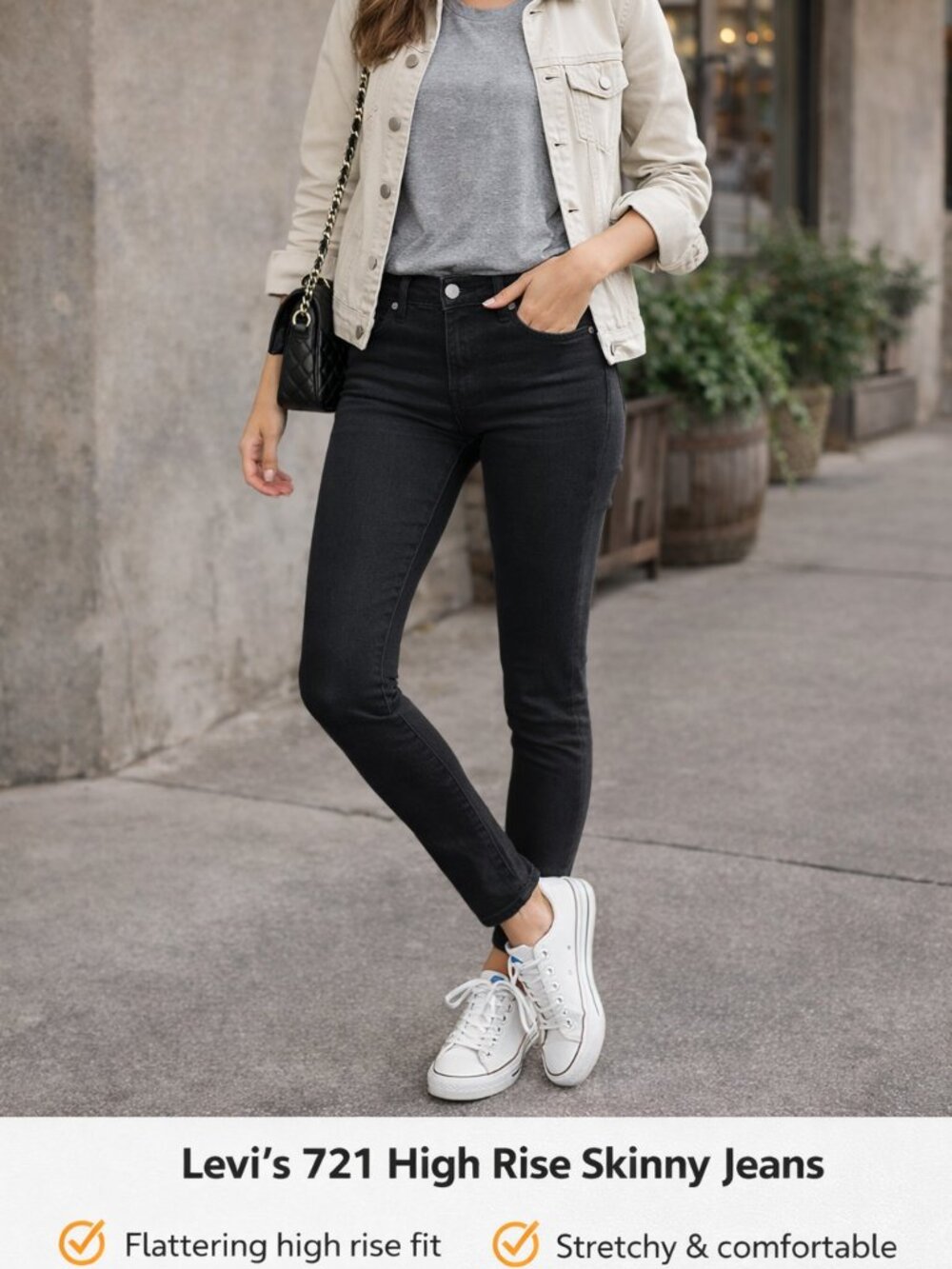 Levi’s 721 High Rise Skinny Jeans Women’s 27 Black Stretch Denim